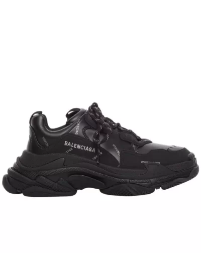 Triple S 'AllOver Logo Black Grey Leather Free'